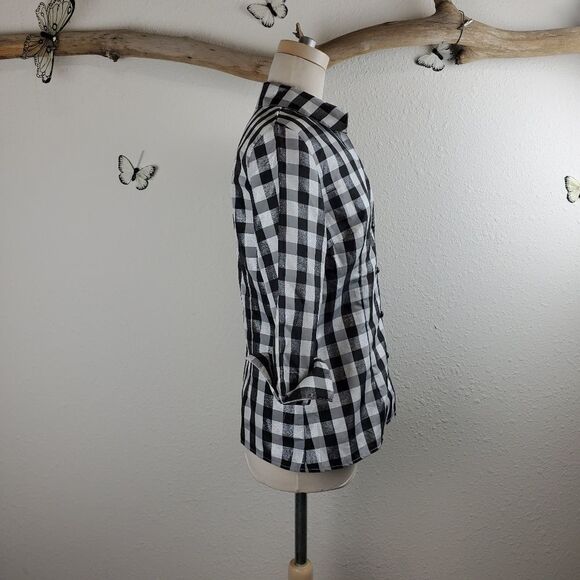 Lavendar & honey  black and white plaid blouse - Picture 6 of 8